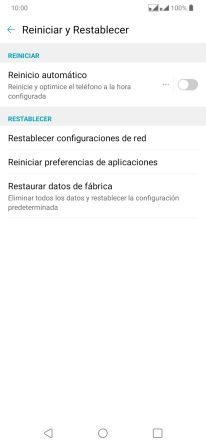 Pulsa Restaurar datos de fábrica.