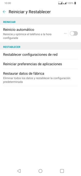 Pulsa Restaurar datos de fábrica.