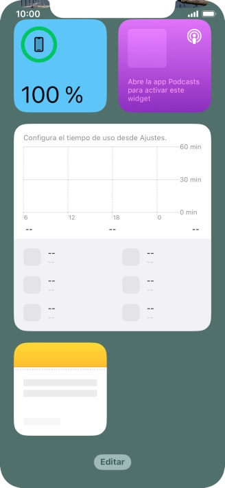 Pulsa el widget deseado hasta que aparezca un menú emergente en la pantalla. Pulsa el widget deseado hasta que aparezca un menú emergente en la pantalla.