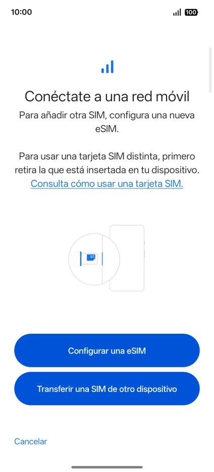 Pulsa Configurar una eSIM. Pulsa Configurar una eSIM.