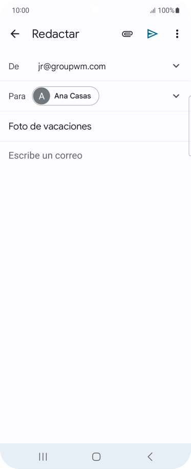 Pulsa en el campo de escritura y escribe el texto del correo electrónico. Pulsa en el campo de escritura y escribe el texto del correo electrónico.