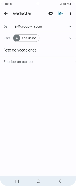 Pulsa en el campo de escritura y escribe el texto del correo electrónico. Pulsa en el campo de escritura y escribe el texto del correo electrónico.