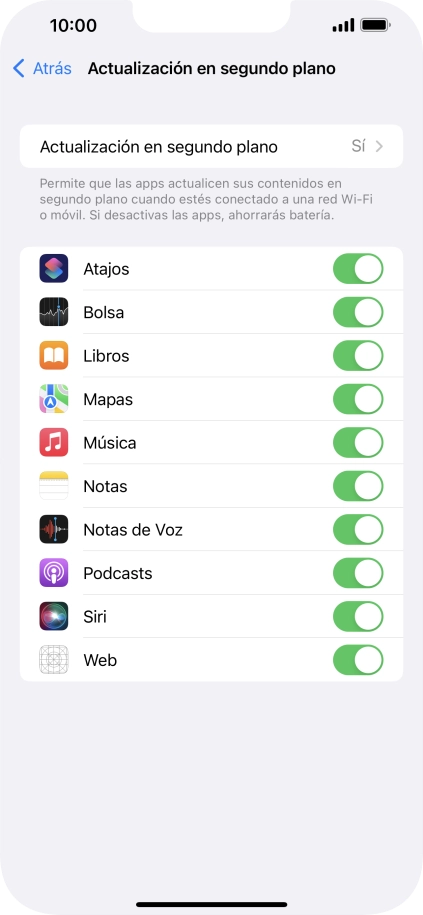 Pulsa Actualización en segundo plano. Pulsa Actualización en segundo plano.