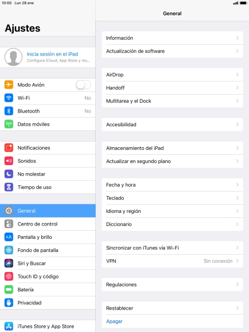 Pulsa Inicia sesión en el iPad. Pulsa Inicia sesión en el iPad.