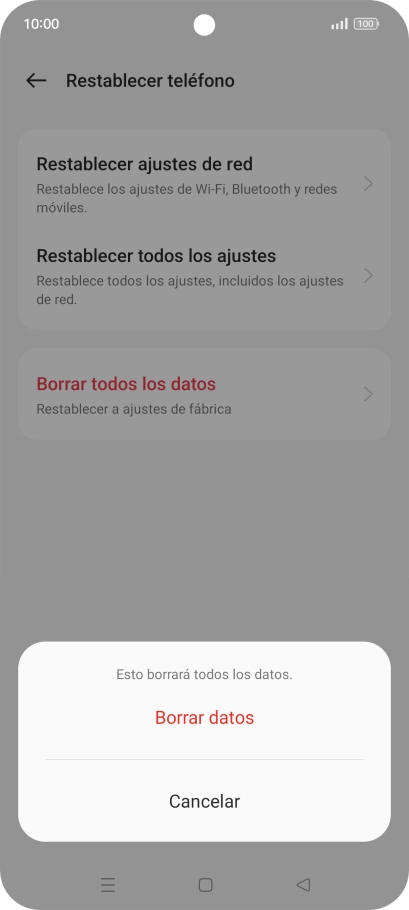 Pulsa Borrar datos.
