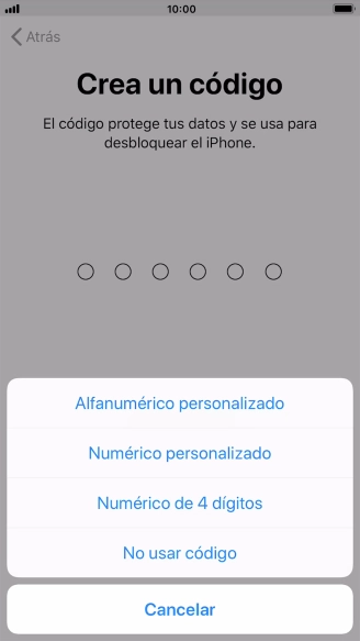 Sigue las indicaciones de la pantalla para activar el uso del código de seguridad o pulsa No usar código. Sigue las indicaciones de la pantalla para activar el uso del código de seguridad o pulsa No usar código.