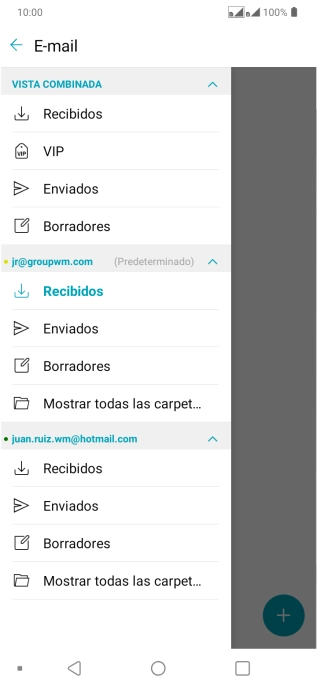 Pulsa Recibidos bajo la cuenta de correo electrónico deseada. Pulsa Recibidos bajo la cuenta de correo electrónico deseada.