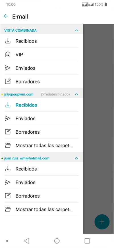 Pulsa Recibidos bajo la cuenta de correo electrónico deseada. Pulsa Recibidos bajo la cuenta de correo electrónico deseada.