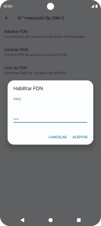 Introduce el código PIN2 y pulsa ACEPTAR.