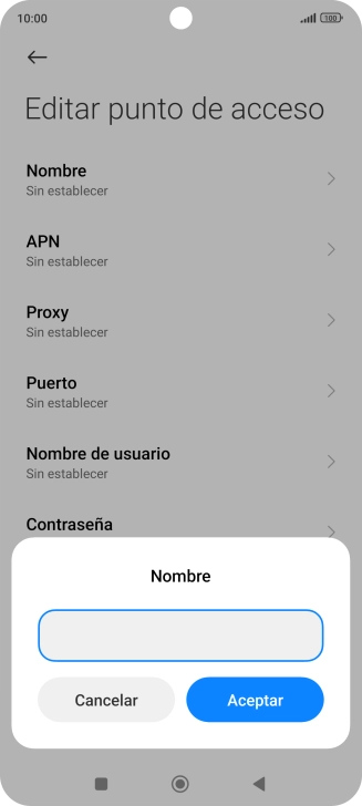 Introduce Vodafone Internet y pulsa Aceptar.