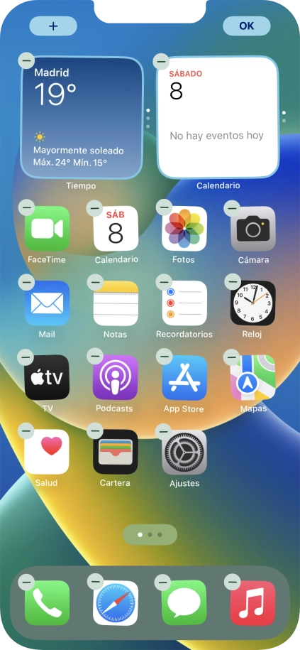 Pulsa el icono de página de pantalla de inicio. Pulsa el icono de página de pantalla de inicio.