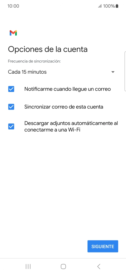Si aparece en la pantalla esta imagen, tu cuenta de correo electrónico ha sido reconocida y configurada automáticamente. Sigue las indicaciones de la pantalla para introducir más información y terminar la configuración. Si aparece en la pantalla esta imagen, tu cuenta de correo electrónico ha sido reconocida y configurada automáticamente. Sigue las indicaciones de la pantalla para introducir más información y terminar la configuración.