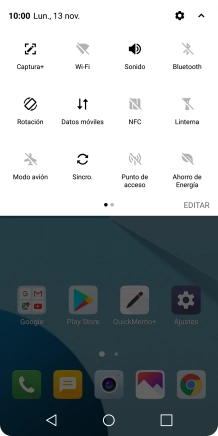 Pulsa Datos móviles para activar o desactivar la función.