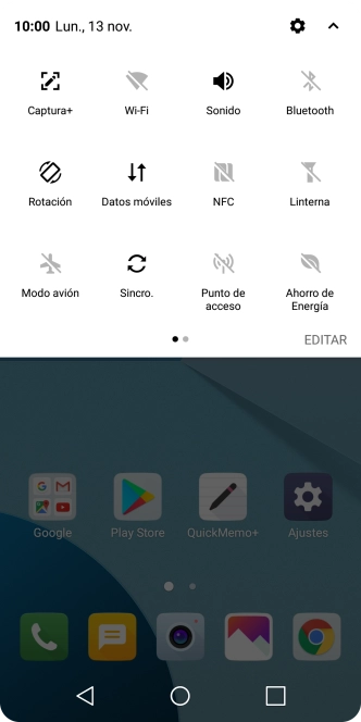 Pulsa Datos móviles para activar o desactivar la función.