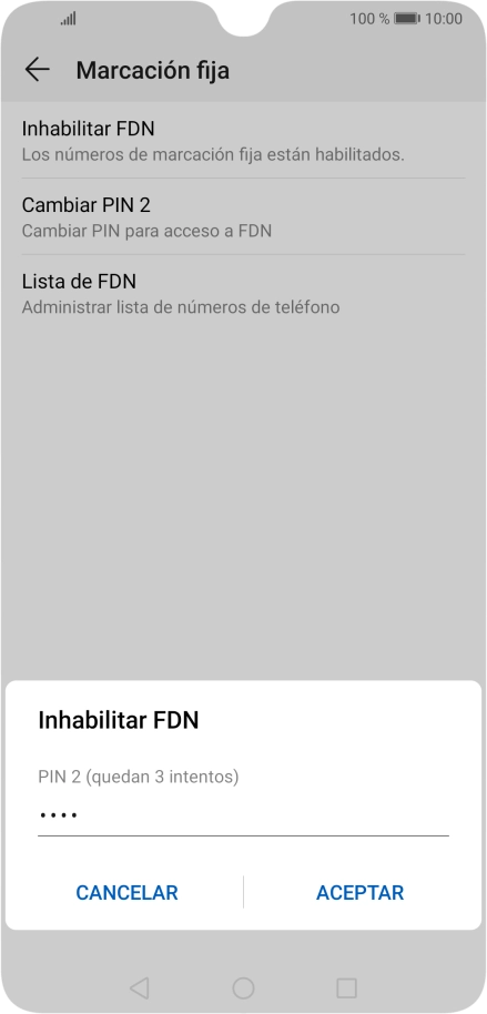 Introduce el código PIN2 y pulsa ACEPTAR. Introduce el código PIN2 y pulsa ACEPTAR.