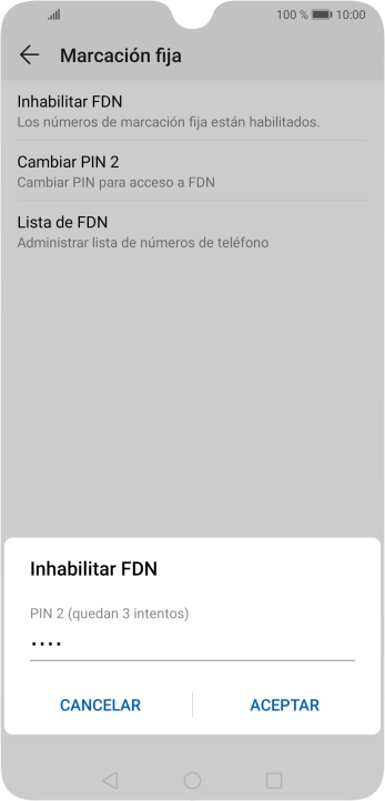 Introduce el código PIN2 y pulsa ACEPTAR. Introduce el código PIN2 y pulsa ACEPTAR.