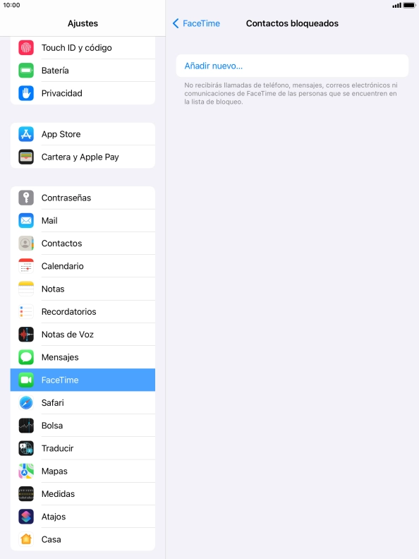 Pulsa Añadir nuevo... y sigue las indicaciones de la pantalla para bloquear un contacto. Pulsa Añadir nuevo... y sigue las indicaciones de la pantalla para bloquear un contacto.