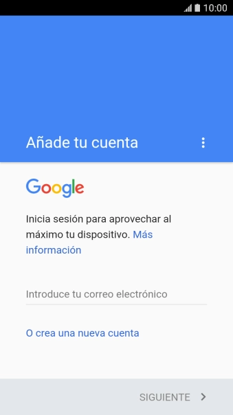 Si no tienes una cuenta de Google, pulsa O crea una nueva cuenta y sigue las indicaciones de la pantalla para ver cómo crear una cuenta nueva. Si no tienes una cuenta de Google, pulsa O crea una nueva cuenta y sigue las indicaciones de la pantalla para ver cómo crear una cuenta nueva.