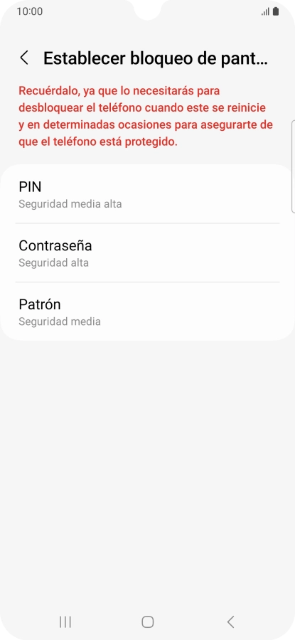 Pulsa el código de seguridad deseado y sigue las indicaciones de la pantalla para crear un código de seguridad del teléfono adicional. Pulsa el código de seguridad deseado y sigue las indicaciones de la pantalla para crear un código de seguridad del teléfono adicional.