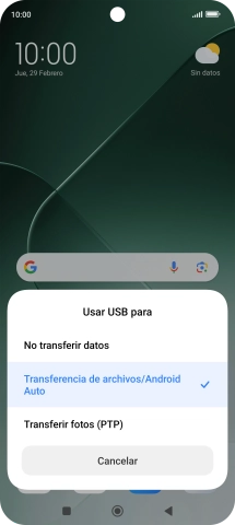 Pulsa Transferencia de archivos/Android Auto.