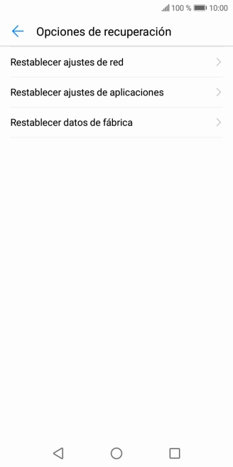 Pulsa Restablecer datos de fábrica.