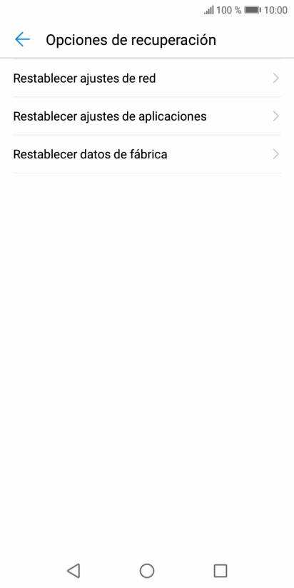 Pulsa Restablecer datos de fábrica.