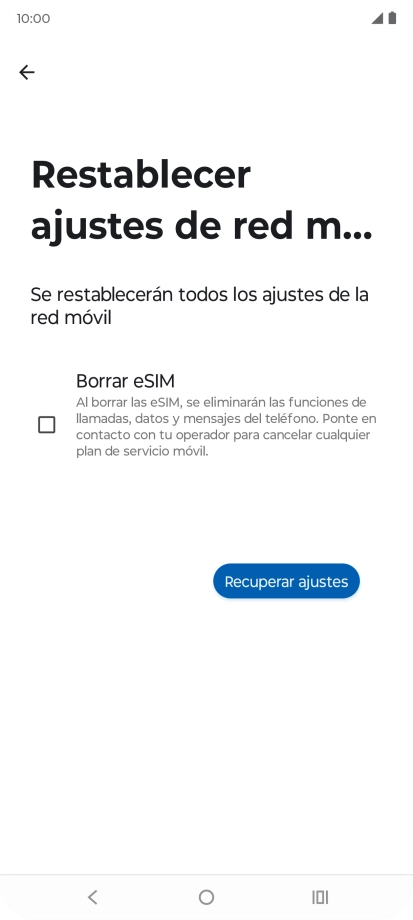 Pulsa Recuperar ajustes. Pulsa Recuperar ajustes.