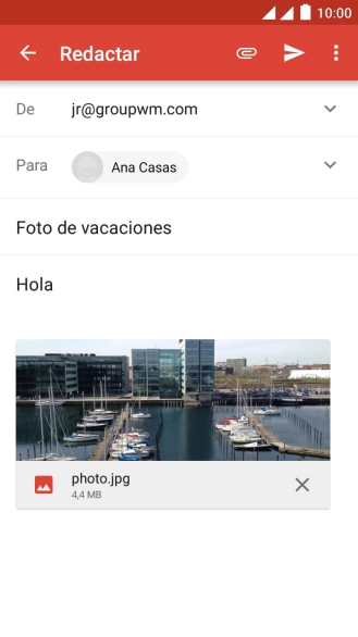 Pulsa el icono de envío cuando termines de escribir el correo electrónico. Pulsa el icono de envío cuando termines de escribir el correo electrónico.