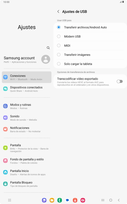 Pulsa Transferir archivos/Android Auto. Pulsa Transferir archivos/Android Auto.