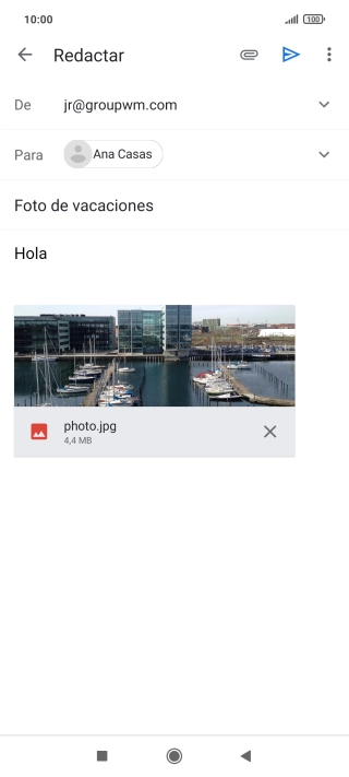 Pulsa el icono de envío cuando termines de escribir el correo electrónico. Pulsa el icono de envío cuando termines de escribir el correo electrónico.