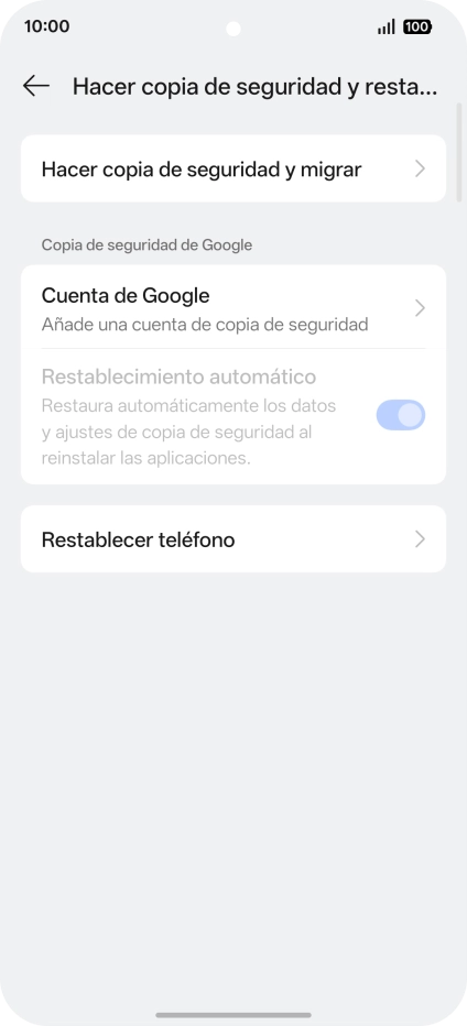 Pulsa Restablecer teléfono.