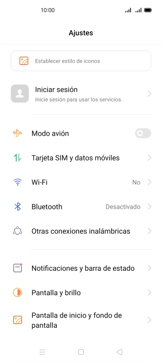 Pulsa Tarjeta SIM y datos móviles.