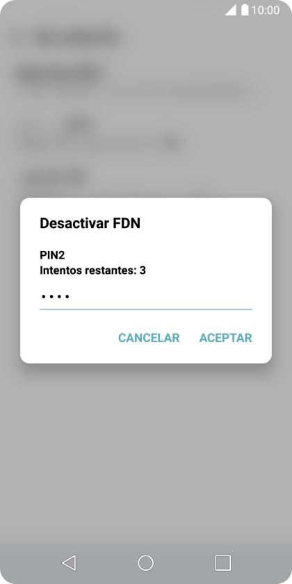 Introduce el código PIN2 y pulsa ACEPTAR.