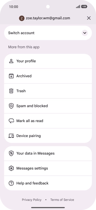 Press Messages settings.