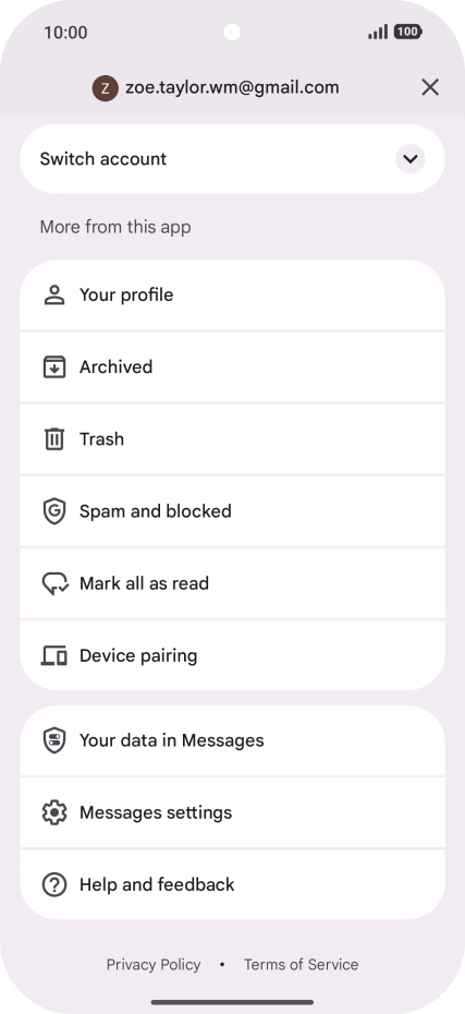 Press Messages settings.