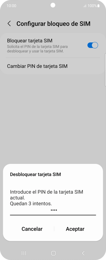 Introduce tu código PIN y pulsa Aceptar. Introduce tu código PIN y pulsa Aceptar.
