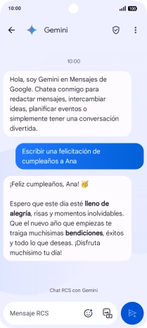 La propuesta de texto de Gemini se visualiza ahora en la pantalla. La propuesta de texto de Gemini se visualiza ahora en la pantalla.