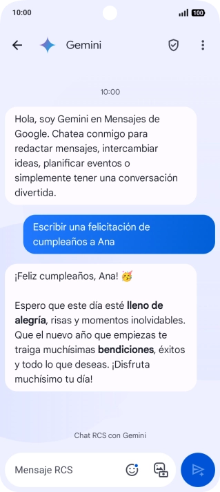 La propuesta de texto de Gemini se visualiza ahora en la pantalla. La propuesta de texto de Gemini se visualiza ahora en la pantalla.