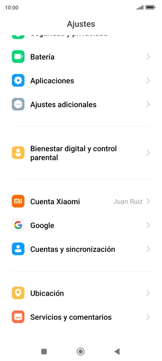 Pulsa Cuentas y sincronización.