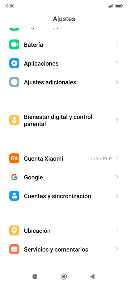 Pulsa Cuentas y sincronización.