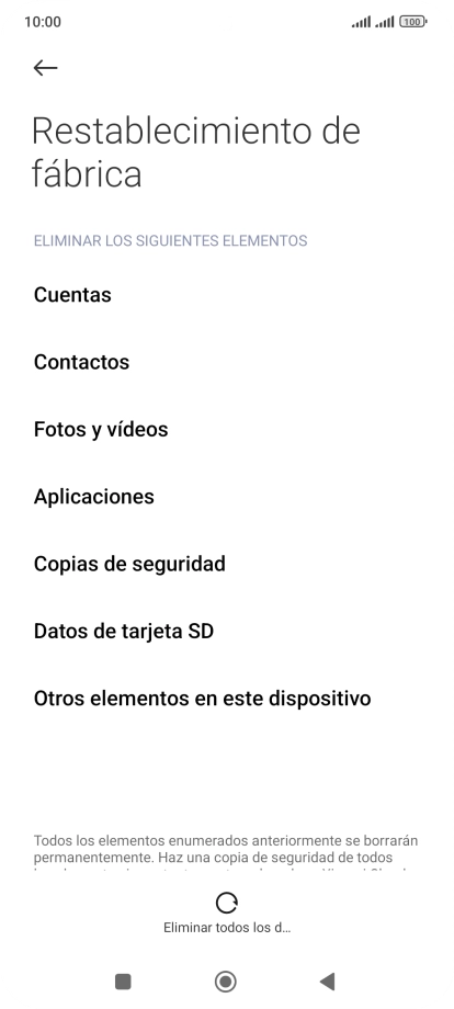 Pulsa Eliminar todos los d.... Pulsa Eliminar todos los d....