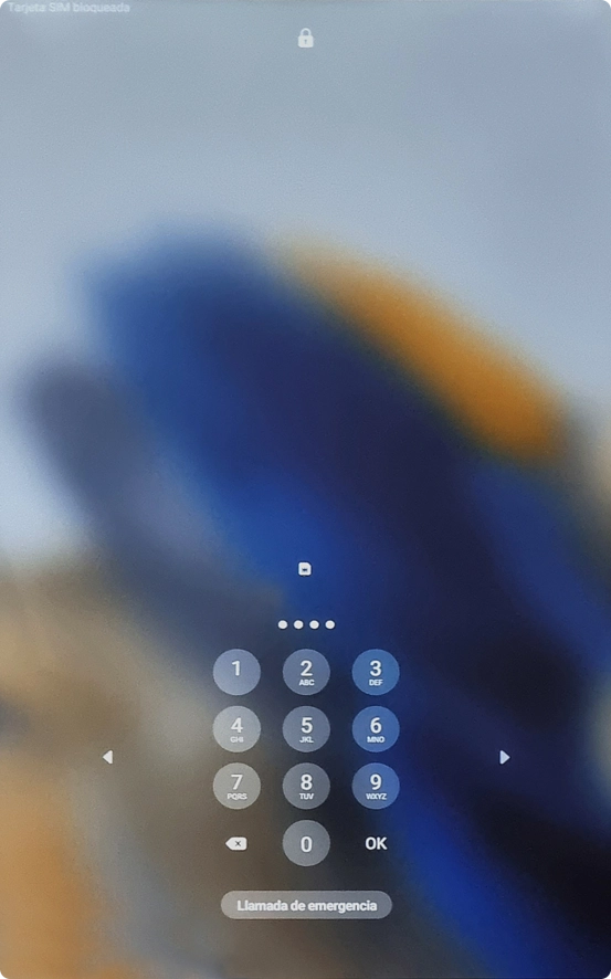 Si es necesario desbloquear la tarjeta SIM, introduce el código PIN y pulsa OK. Si es necesario desbloquear la tarjeta SIM, introduce el código PIN y pulsa OK.