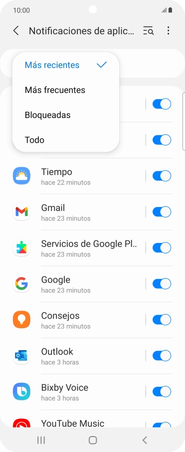 Pulsa el ajuste deseado. Pulsa el ajuste deseado.