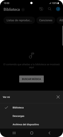 Pulsa Archivos del dispositivo y desplázate al archivo de música deseado. Pulsa Archivos del dispositivo y desplázate al archivo de música deseado.
