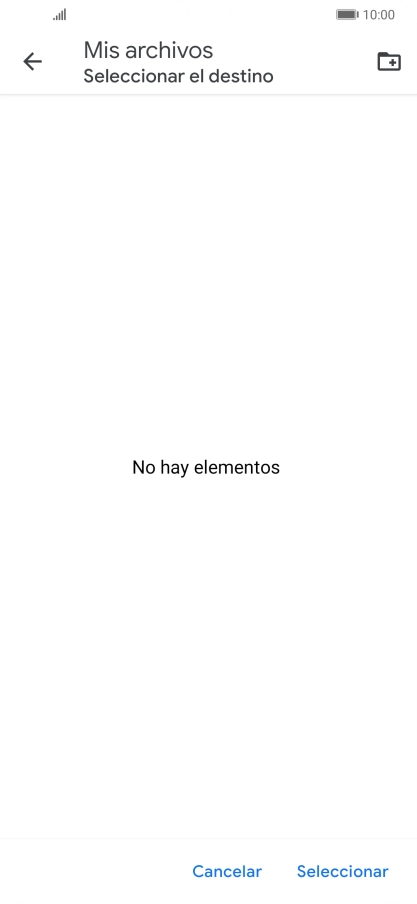Si deseas crear una nueva carpeta, pulsa el icono de nueva carpeta y sigue las indicaciones de la pantalla para crearla. Si deseas crear una nueva carpeta, pulsa el icono de nueva carpeta y sigue las indicaciones de la pantalla para crearla.