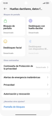 Pulsa Desbloqueo con huella dactilar. Pulsa Desbloqueo con huella dactilar.