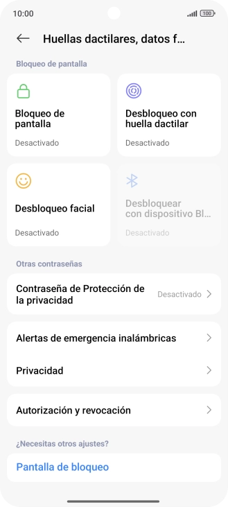 Pulsa Desbloqueo con huella dactilar. Pulsa Desbloqueo con huella dactilar.