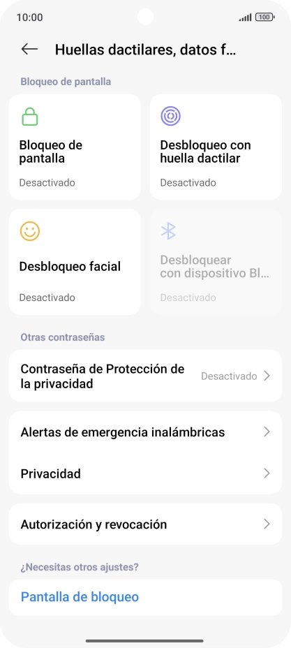 Pulsa Desbloqueo con huella dactilar. Pulsa Desbloqueo con huella dactilar.