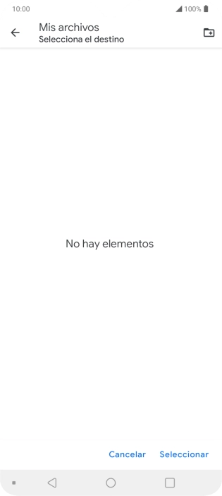 Si deseas crear una nueva carpeta, pulsa el icono de nueva carpeta y sigue las indicaciones de la pantalla para crearla. Si deseas crear una nueva carpeta, pulsa el icono de nueva carpeta y sigue las indicaciones de la pantalla para crearla.