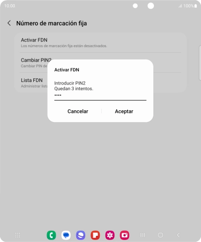 Introduce el código PIN2 y pulsa Aceptar.